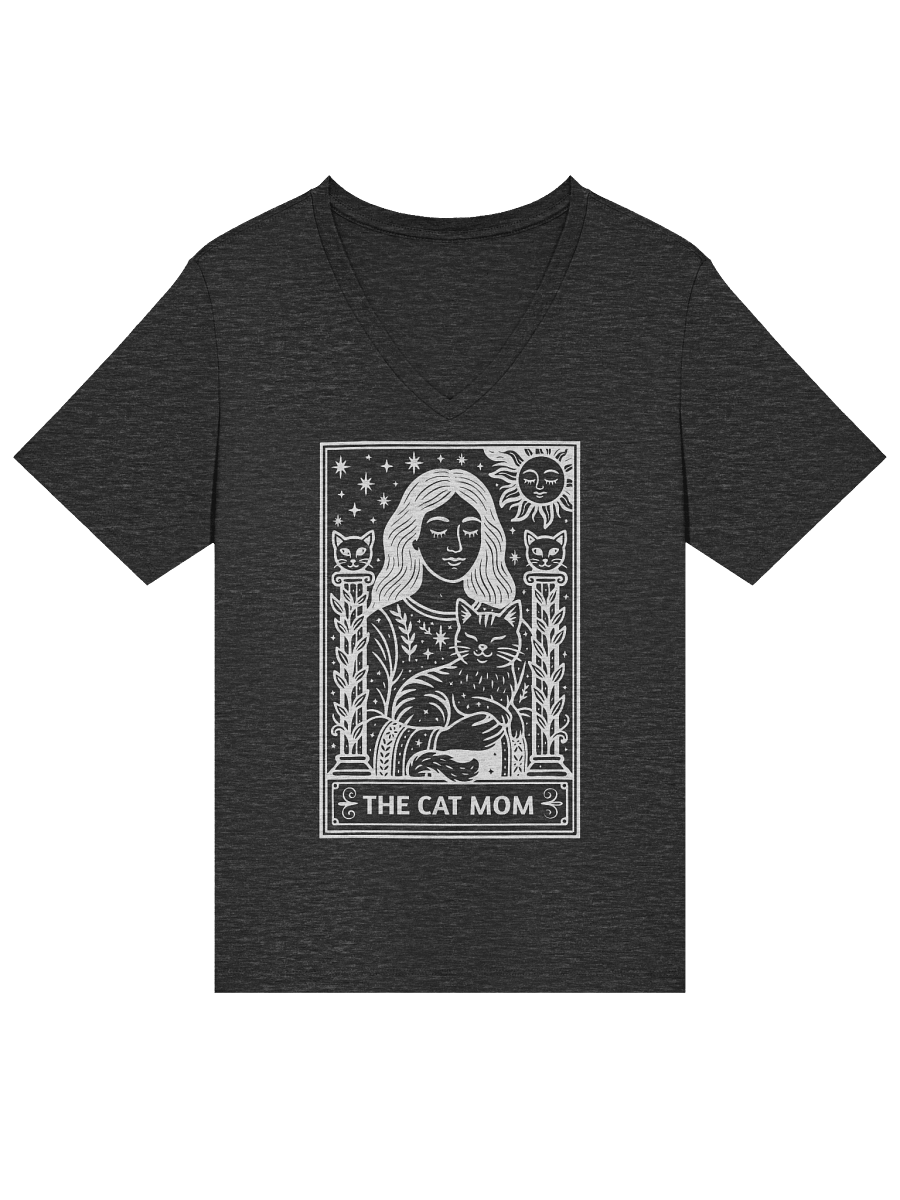 ✨ “V-Neck Cat Mom Tarot Tee [White Print]” product image (9)