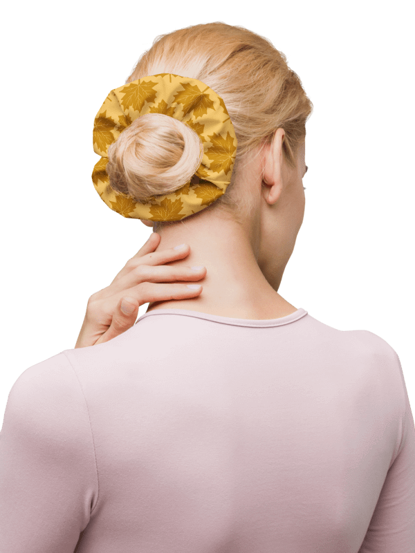 Autumn Leaves Scrunchie – Cozy Boho Hair Tie with Fall Pattern product image (2)