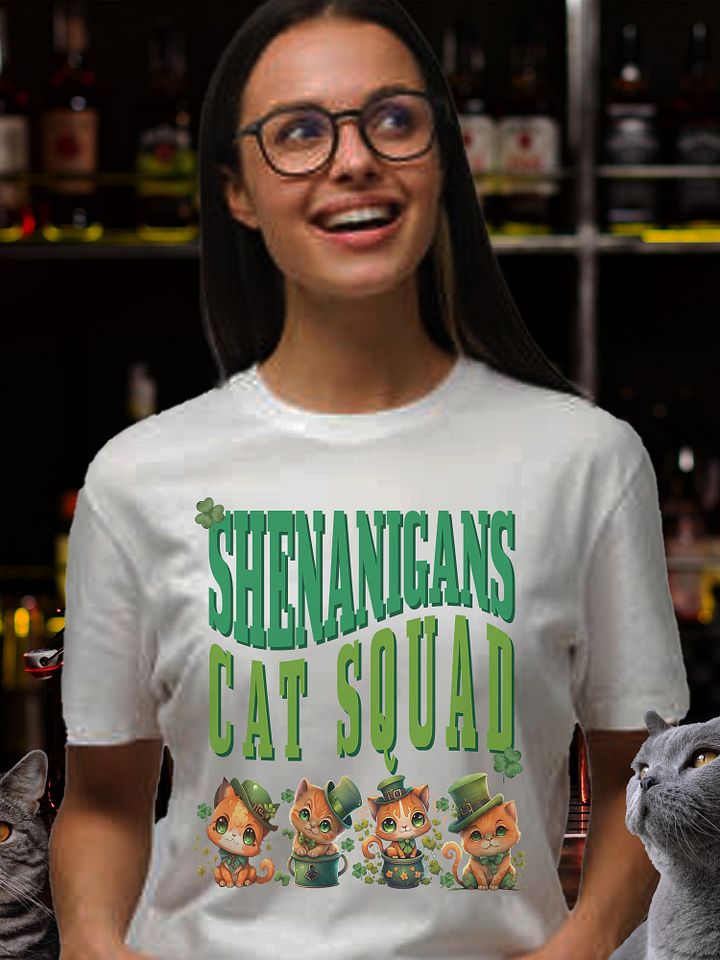 Shenanigans Cat Squad St. Patrick's Day Kitten St Paddy Day T-Shirt product image (1)
