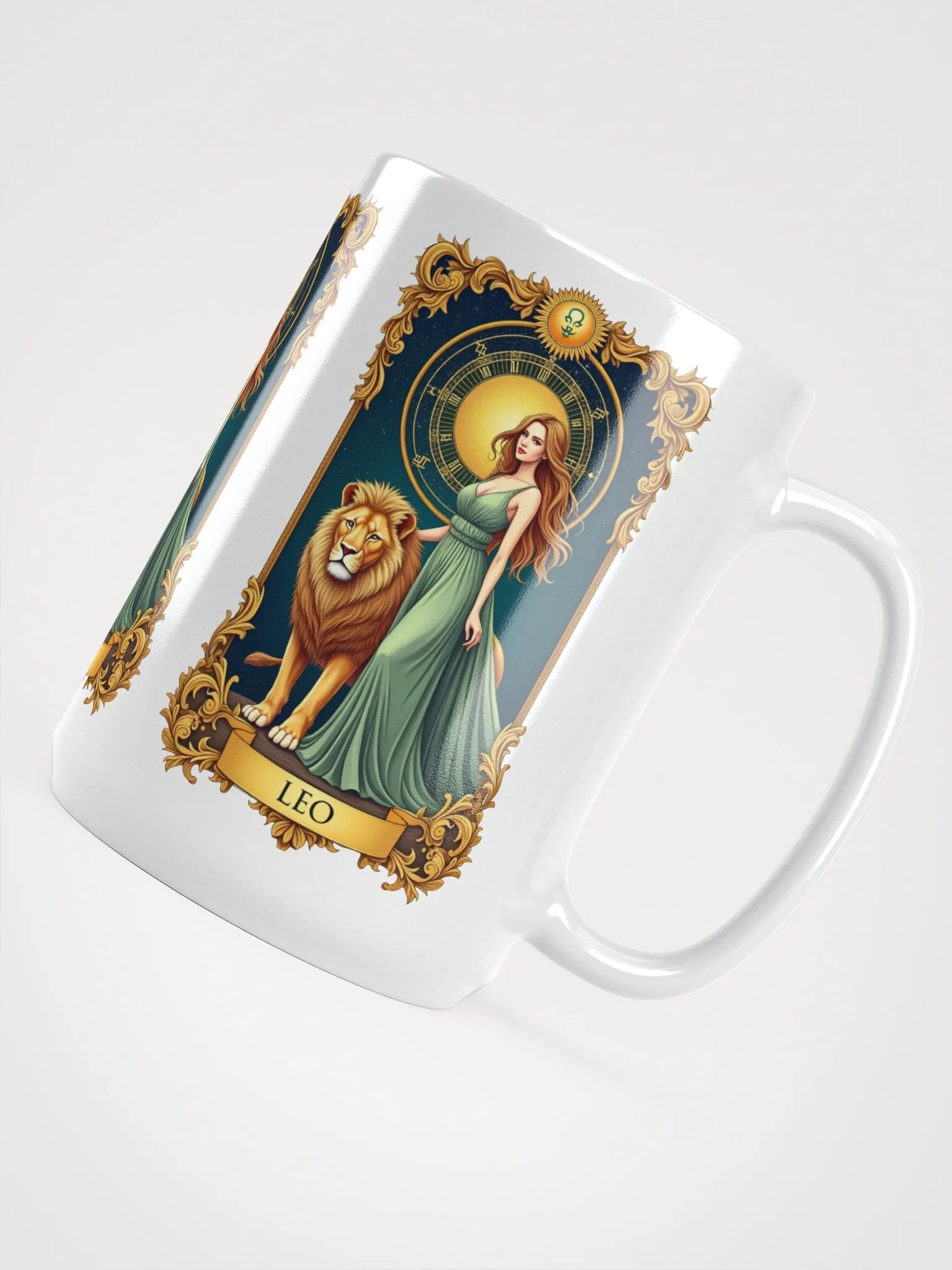 Leo Zodiac Tarot Design - Majestic Lion and Goddess Aesthetic product image (3)