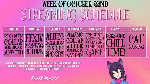 Here is the new schedule!! We have a busy week, and I am SO excited!!! I look forward to hanging out with all of you! 💛 #Vtub...