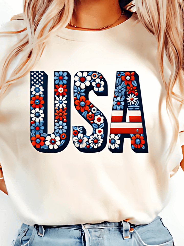 USA Flag T-Shirt Design – Bold “USA” Text with American Flag Pattern Sublimation PNG – Perfect for 4th of July & Memorial Day – Instant Digital Download – High-Resolution 300 DPI product image (1)