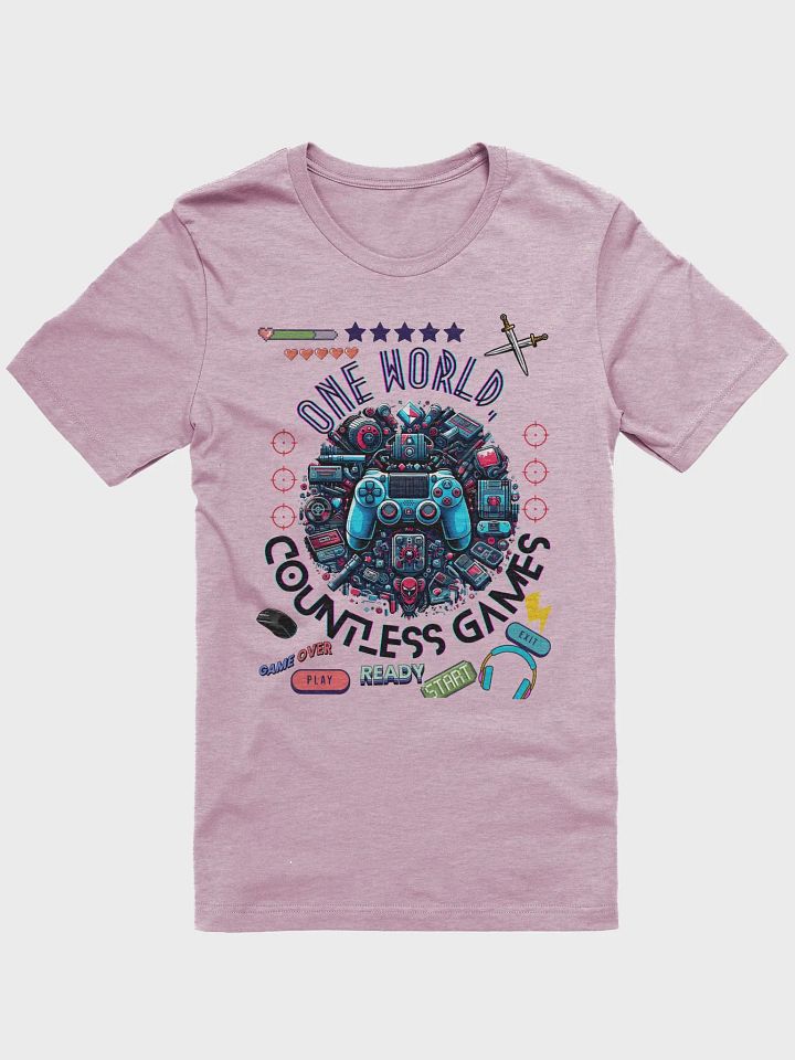 ONE WORLD, COUNTLESS GAMES, Gaming design -Bella+Canvas Supersoft T-Shirt product image (1)