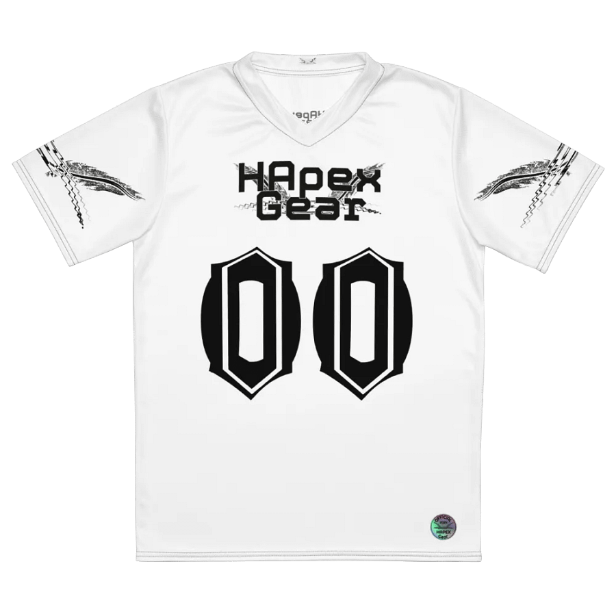 Recycled Unisex Sports Jersey - White - Black HApex Gear Black Logo product image (2)