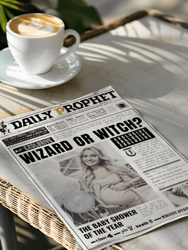 Magical Baby Shower Announcement Newspaper Daily Prophet Template I 100% Customizable product image (4)