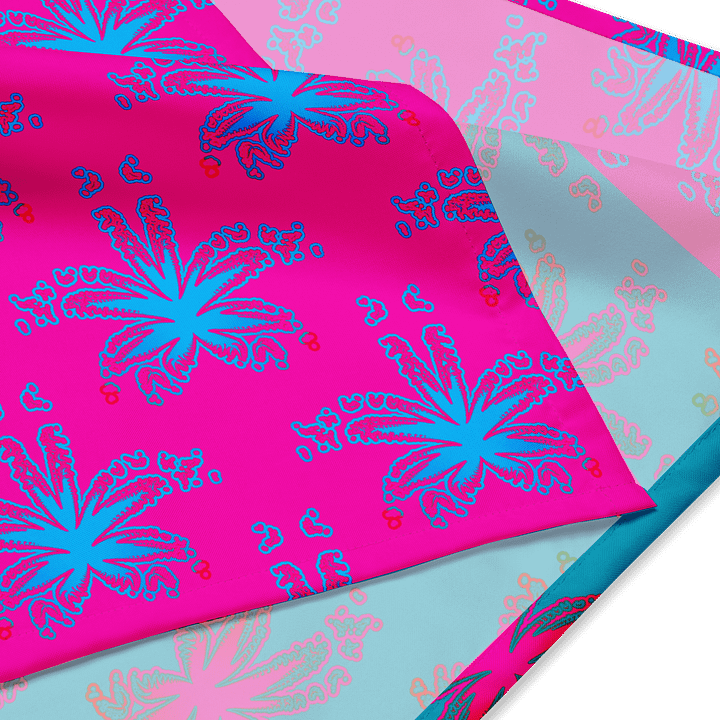420 Summertime Stoner Cannabis Bandana, Cotton Candy Color Circus Style Accessory, Pot Leaf Festival Fashion, Weird Reefer Weed Ganja Art product image (2)