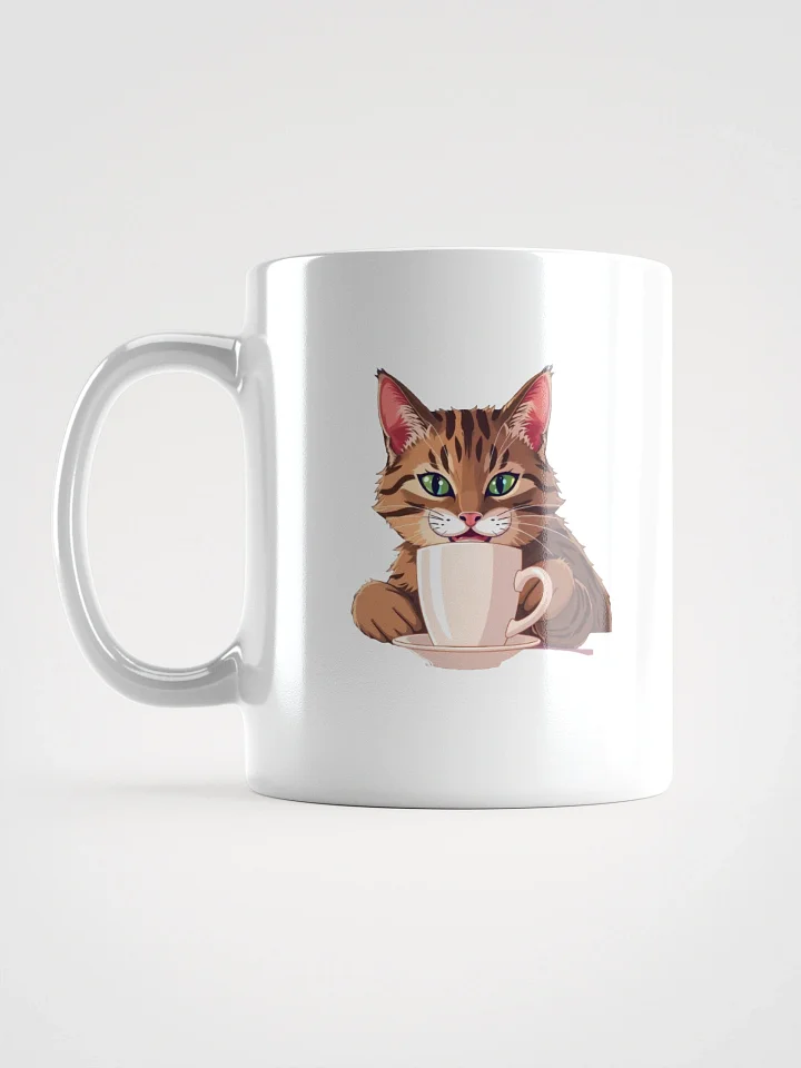 White Glossy Mug-Caffeine Cat product image (1)