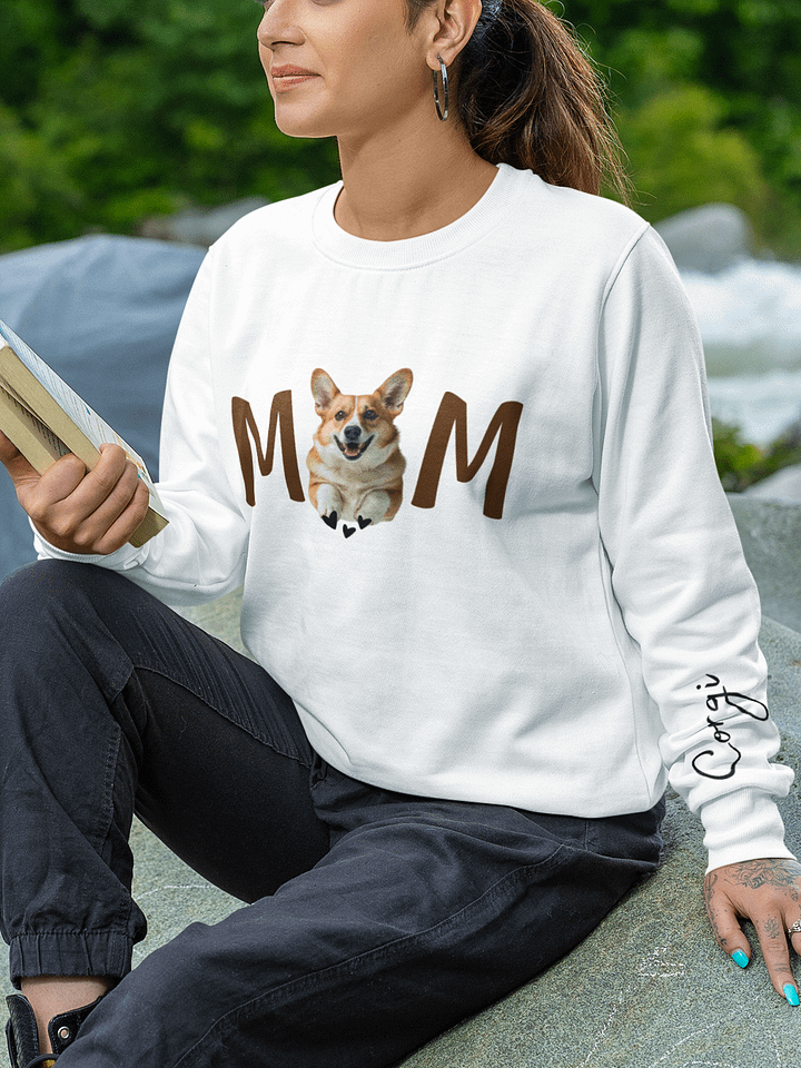 Corgi mom modern front and back design sweatshirt with sleeve print product image (1)