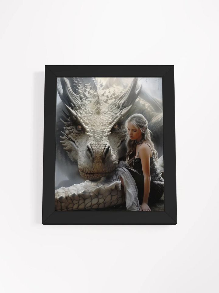 Girl with her white dragon - Framed High Quality Matte Poster product image (2)