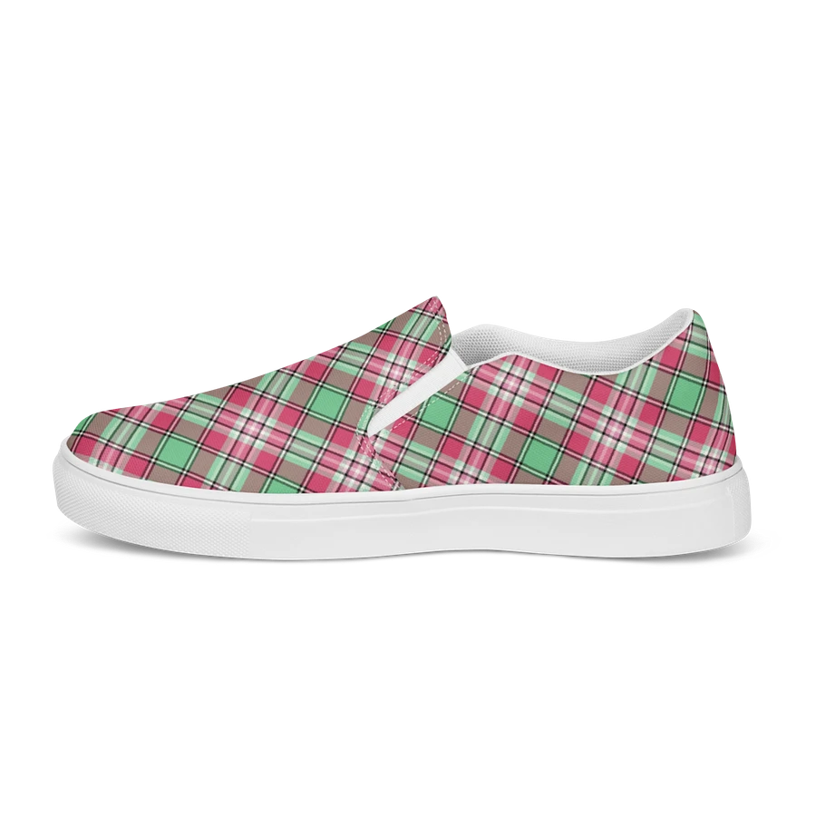 Mint Green and Pink Plaid Women's Slip-On Shoes product image (6)