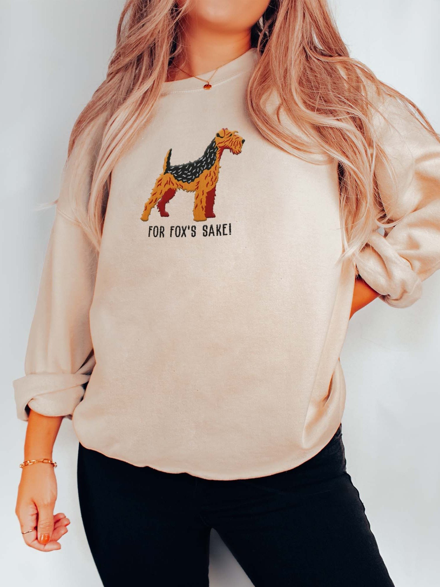For Fox's Sake! Sweatshirt (Embroidered) of a Welsh Terrier(Black & Tan) product image (2)