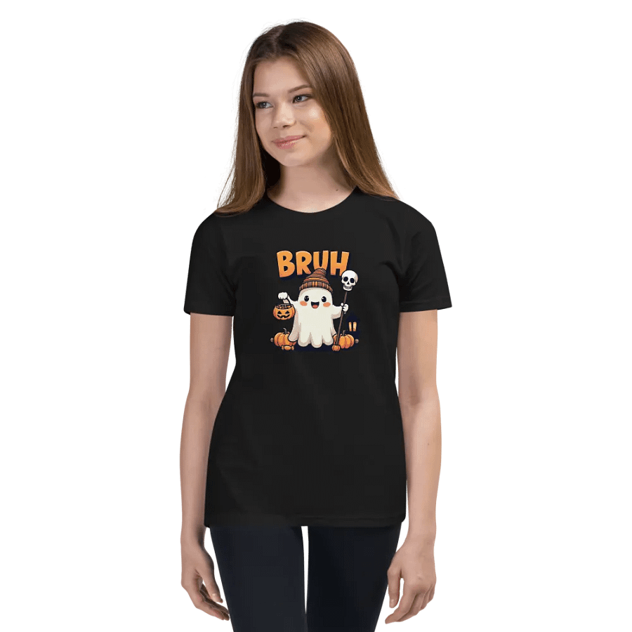 Spooky Ghost Bruh Halloween Youth T-Shirt product image (6)
