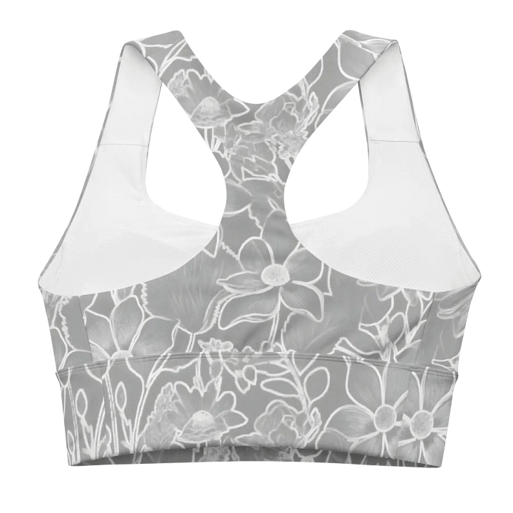 Line art Floral on Gray/All-Over Print Longline Sports Bra by Sublicolor product image (1)