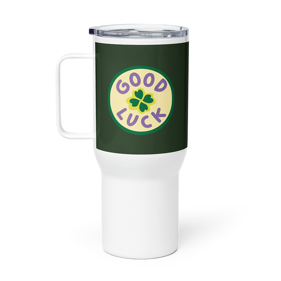 Good Luck Four Leaf Clover Green Insulated Travel Mug with a Handle product image (1)