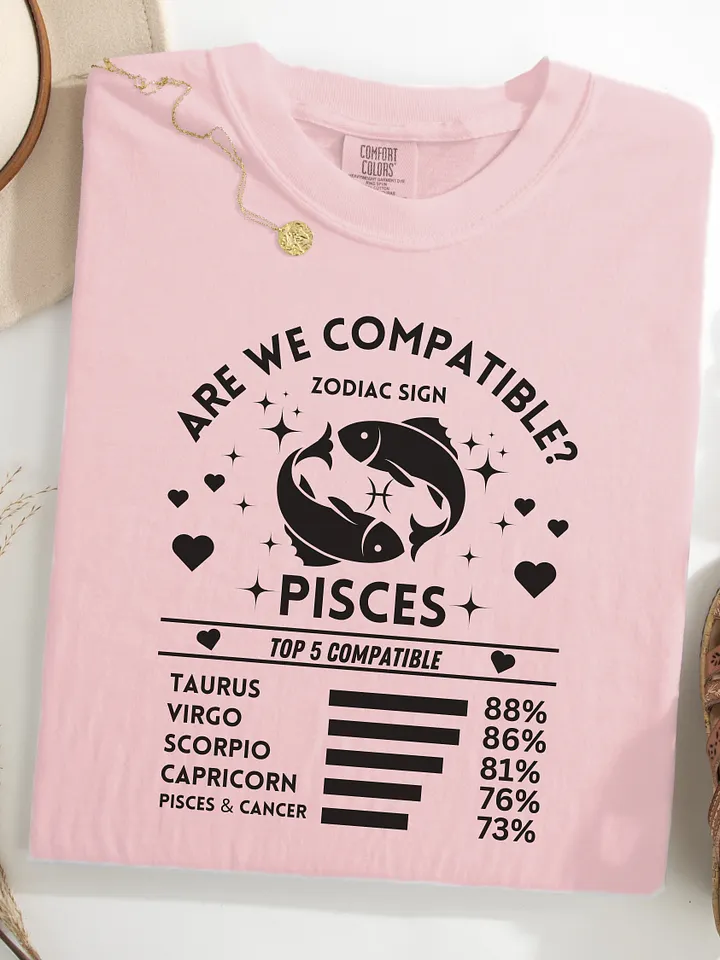 Pisces Zodiac Sign Romantic Compatibility T-Shirt - Light Comfort Colors 1717 product image (9)