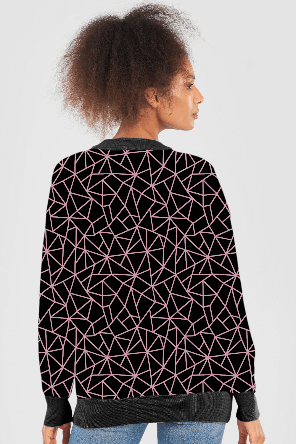Pink Black Geometric Pattern Sweater product image (10)