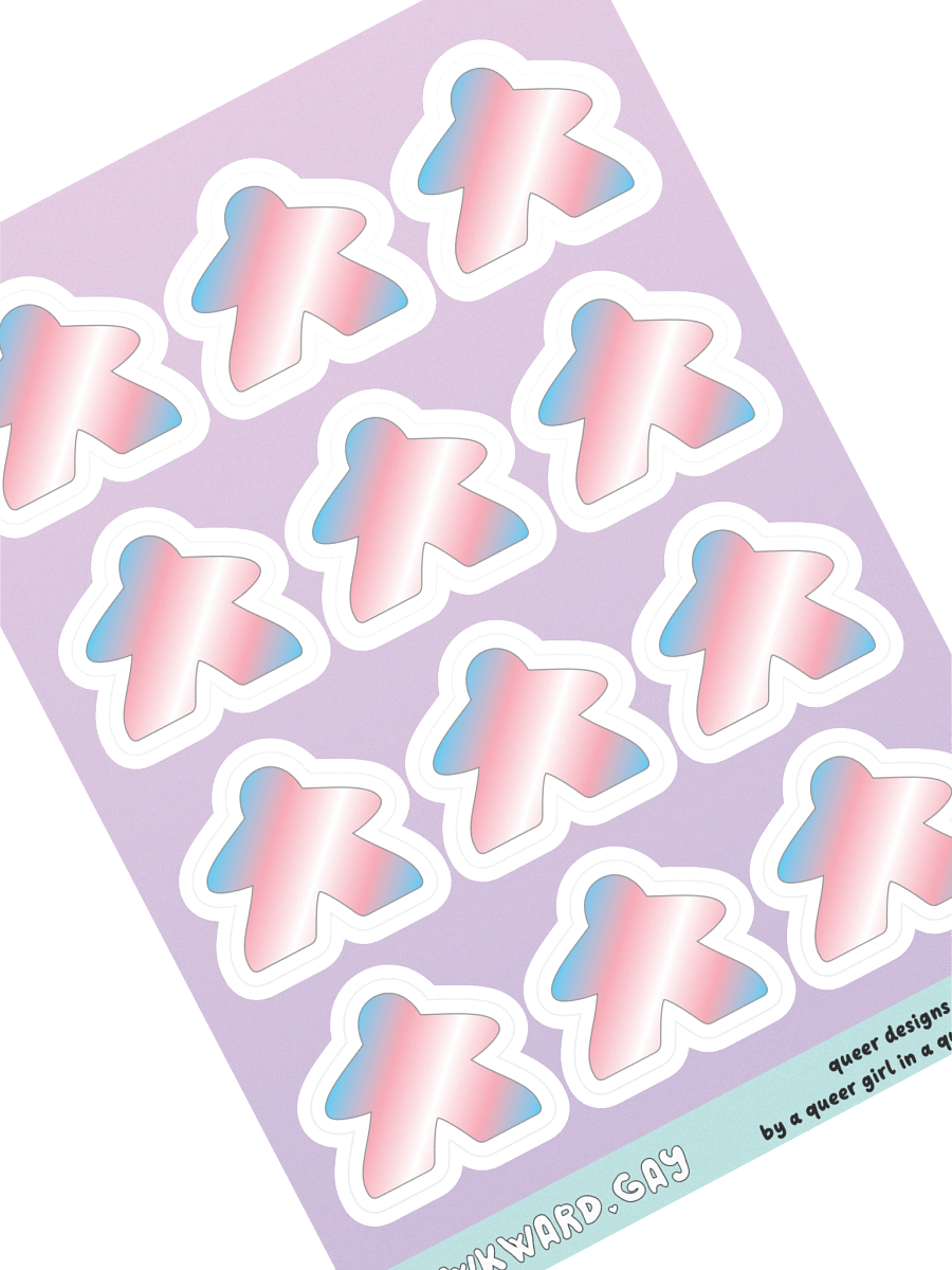 Trans Pride Gradient Meeple Sticker Sheet product image (1)