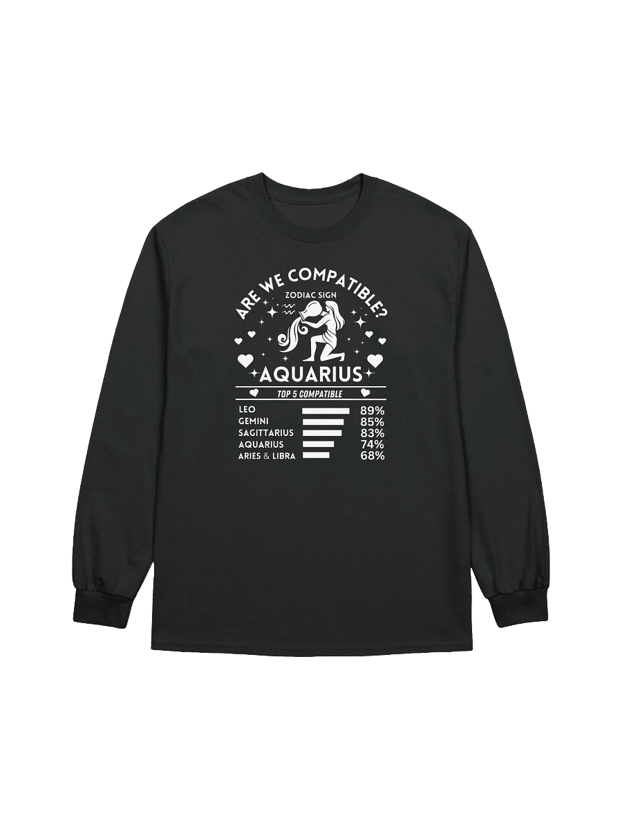 Aquarius Zodiac Sign Romantic Compatibility - Gildan Ultra Cotton Unisex Long Sleeve T-Shirt - Dark Colors product image (2)