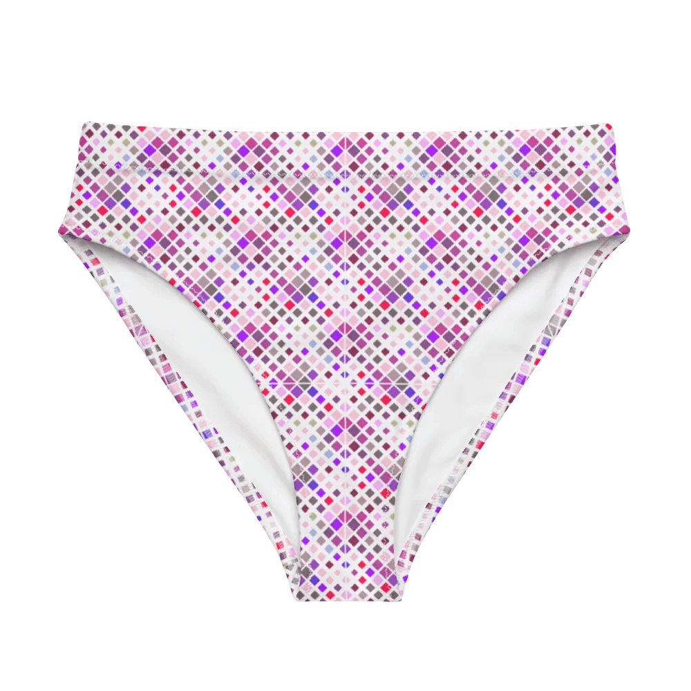 Colorful Square Pattern Design High Waist Bikini Bottom - V1 product image (6)