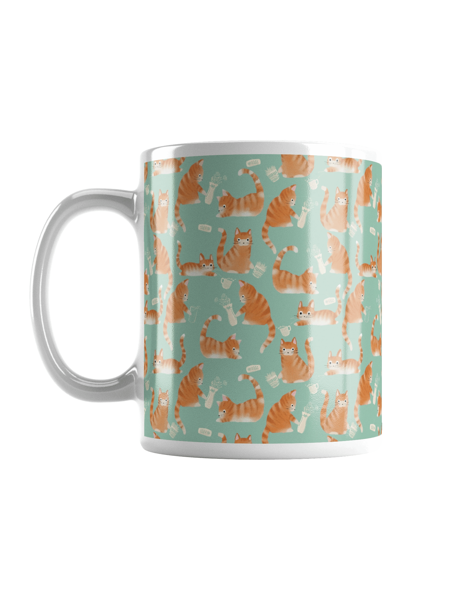 Bad Orange Tabby Cats Knocking Stuff Over Mug, Green product image (6)