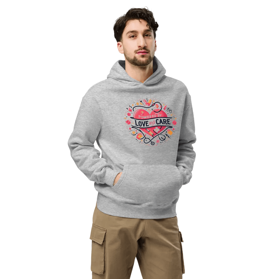 love and care heart shape design hoodie product image (27)