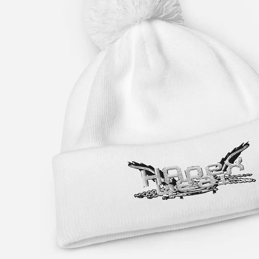 Beechfield Pom-Pom Beanie - Embroidered - White HApex Gear White Logo product image (9)