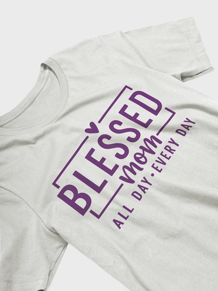 Blessed Mom T-Shirt | Framed Heart Script Design | All Day Every Day Motherhood Tee product image (2)