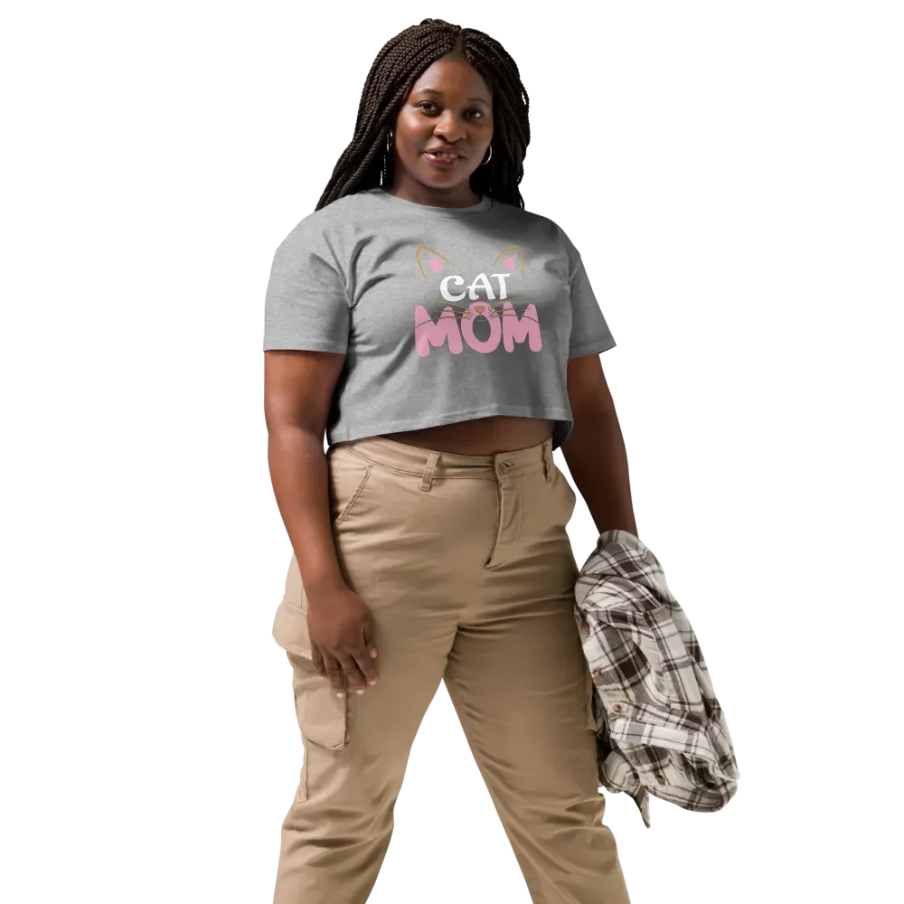 Whiskered Cat Mom Crop Top product image (3)