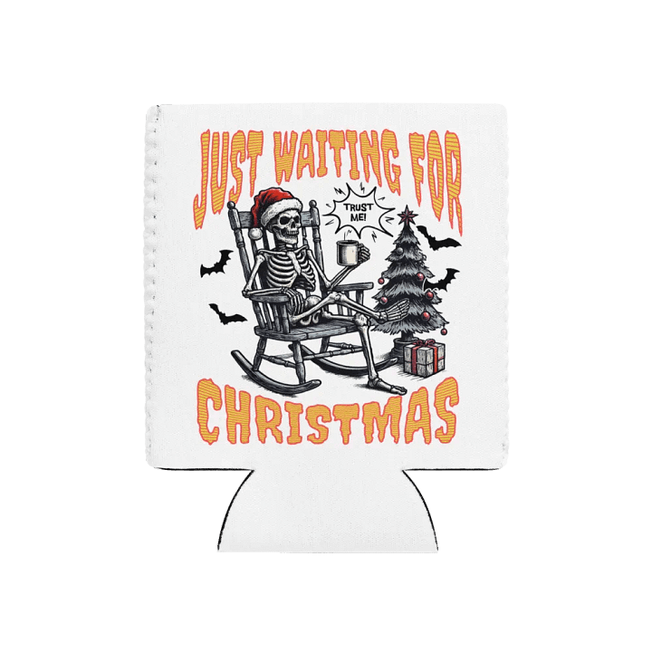 Just Waiting For Christmas Santa Skeleton Can Cooler product image (1)