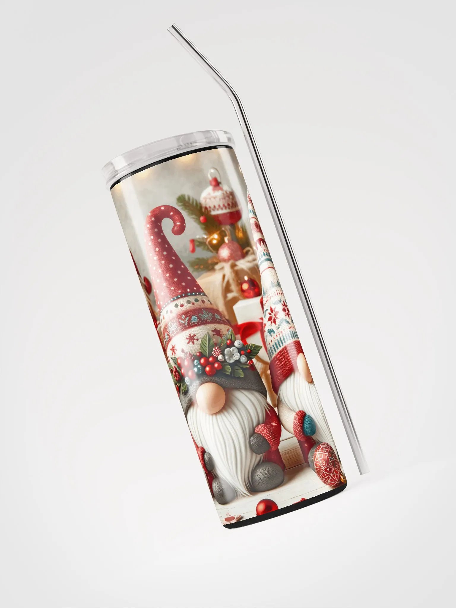 Get into the festive spirit with our Stainless Steel Tumbler featuring adorable Christmas gnomes! 🎅 product image (3)