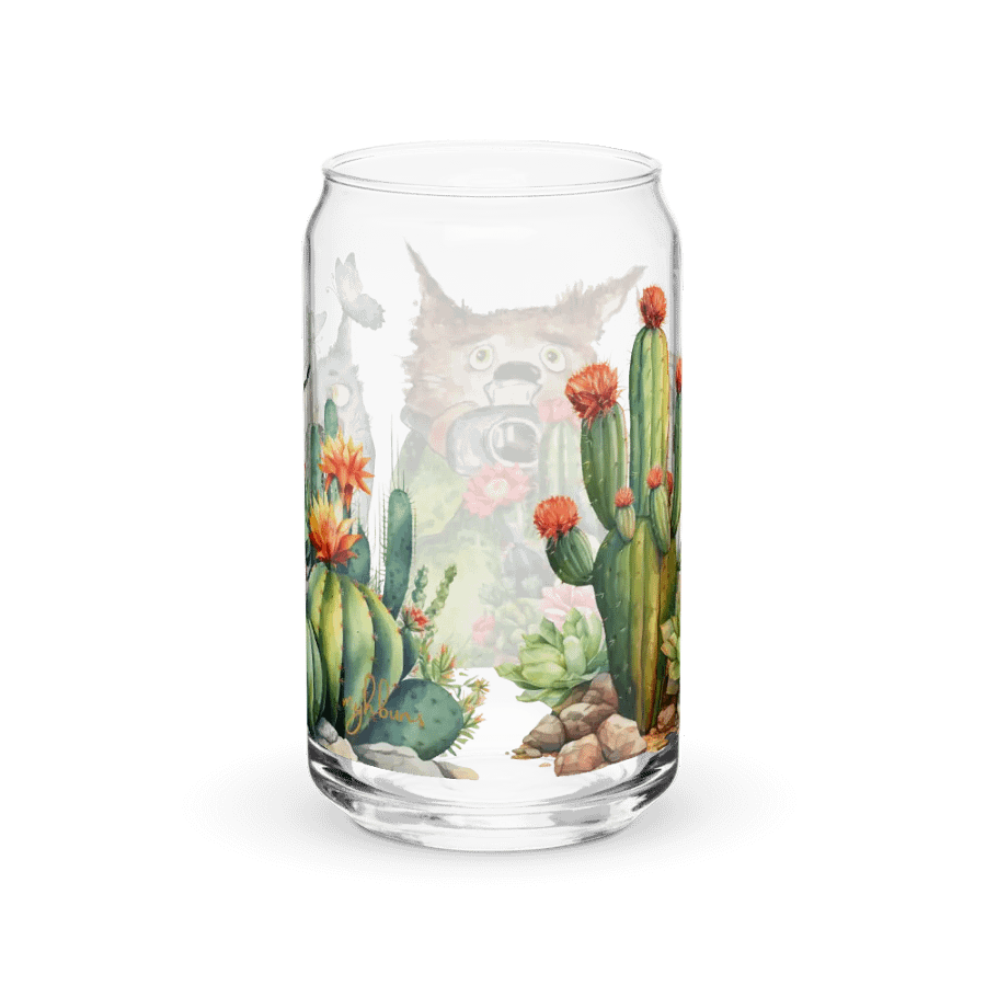 Desert Bloom: A Tale of Resilience Glass Can | 16 oz Friendship Blossoms Drinkware product image (8)