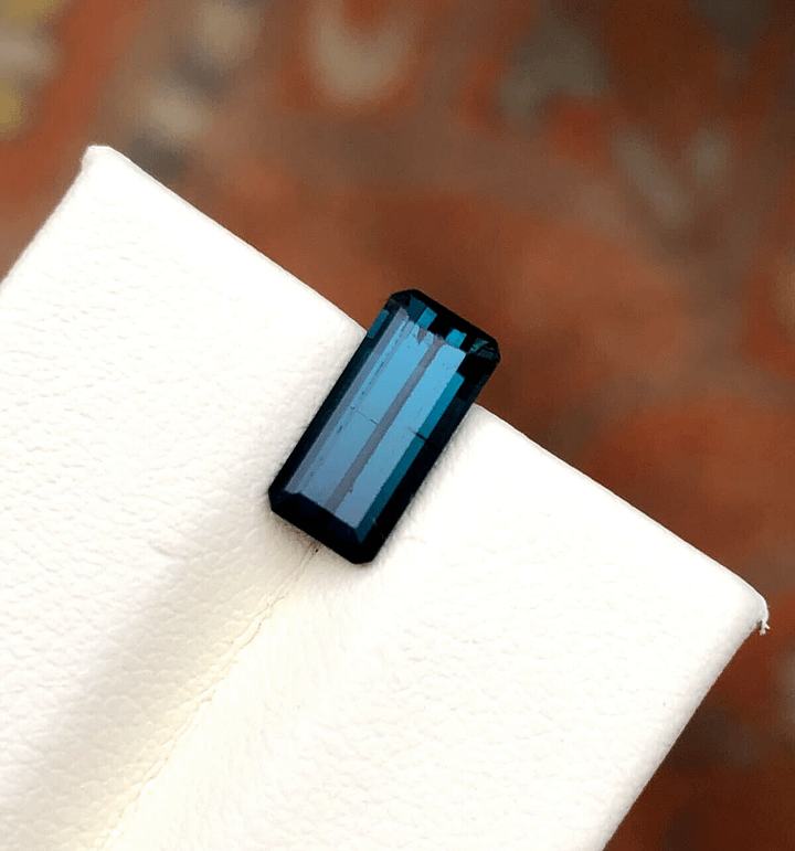 EMERALD CUT BLUE INDICOLITE TOURMALINE SI GRADE GEMSTONE FOR RING, 1.85 CRT product image (2)