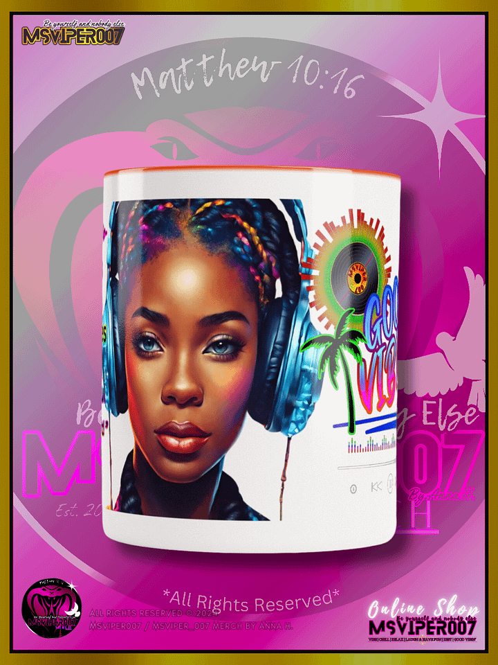 Mugs - MsViper007's "Good Vibin' [spectrum - V2]" Hot Beverage Mug with color inside by Anna H. product image (2)