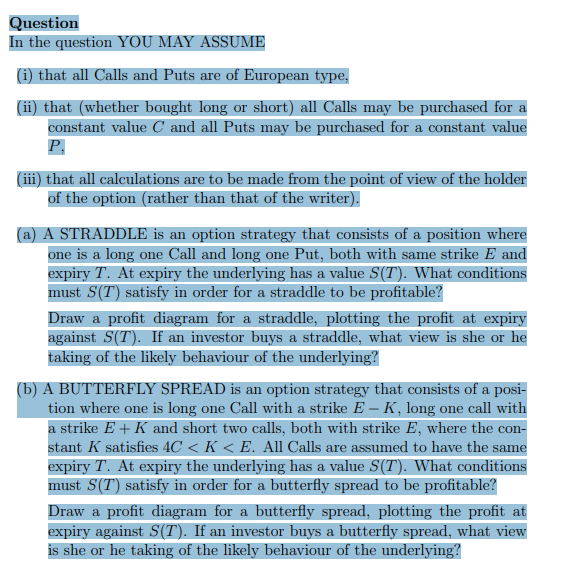 TD - European calls and puts, a straddle and a butterfly spread product image (1)
