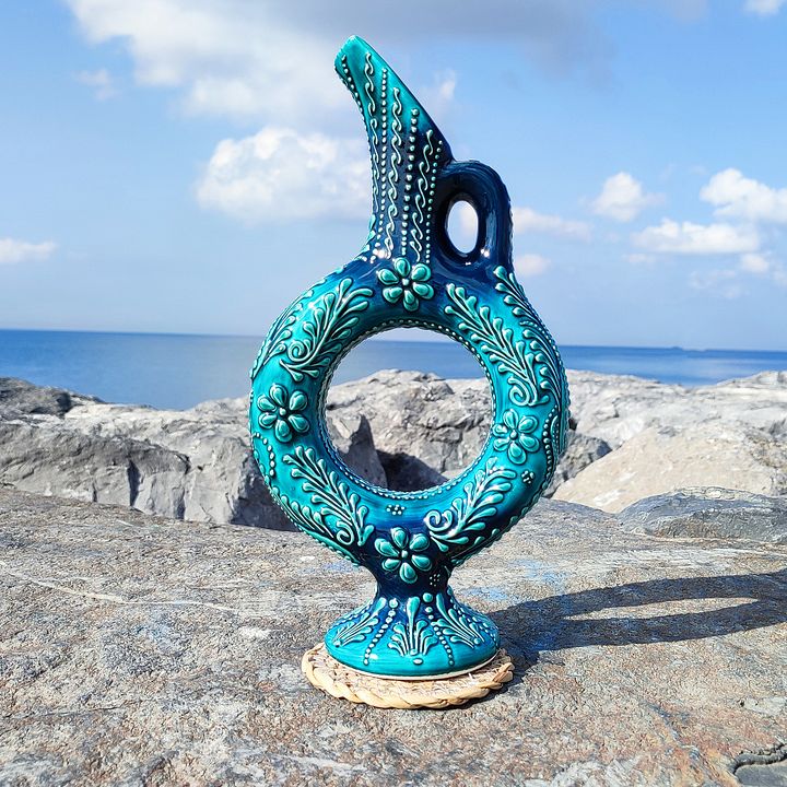 Handcrafted Ceramic Jug/decanter, Turkish style, Hittite wine jar – Unique Artisanal Pitcher for Rustic Home Decor product image (1)