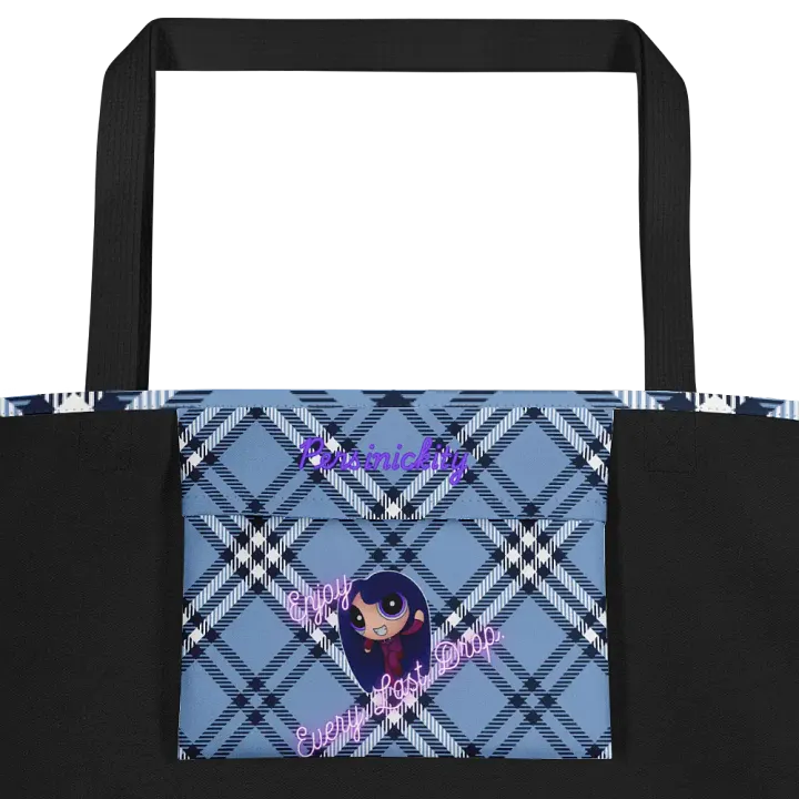 Pizza Love Tote Bag - Light Blue Plaid product image (2)