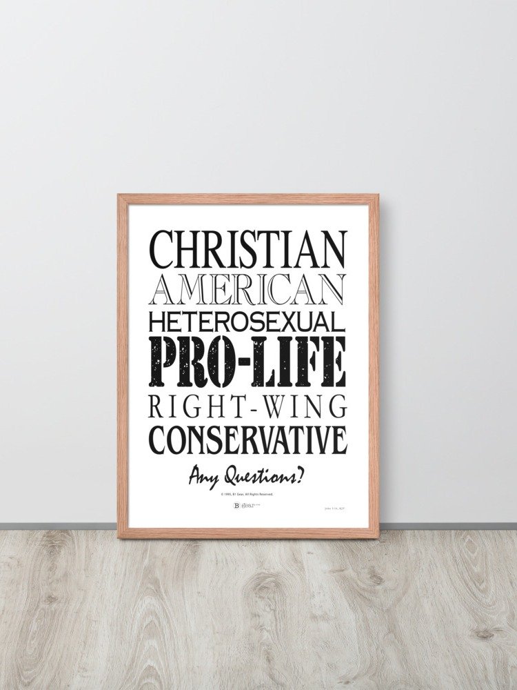 Patriotic Conservative Christian, Pro Life Right Wing Framed poster, Heterosexual American Pride Poster, Political Graphic Poster Print product image (9)