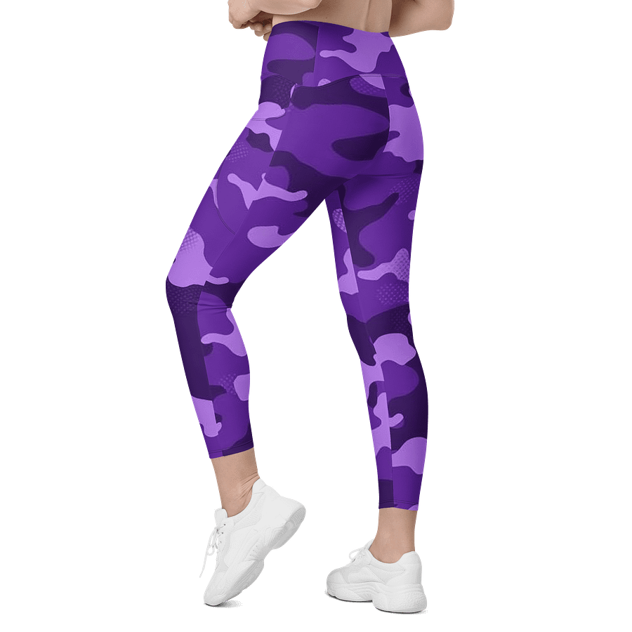 Purple Camo Crossover Leggings with Pockets product image (7)