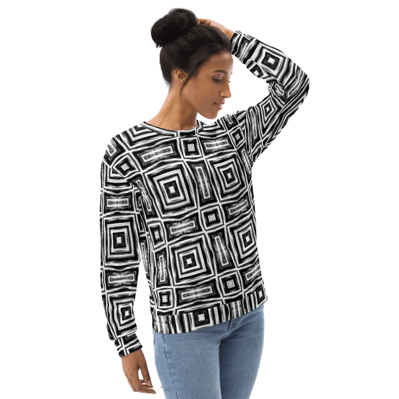 Abstract Monochrome Repeating Pattern Unisex All Over Print Sweatshirt product image (17)