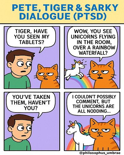 Enjoy this episode of PTSD? Follow me for a new one x3/week 😘

If you'd like to keep Peter in therapy and Tiger in cat food?
...