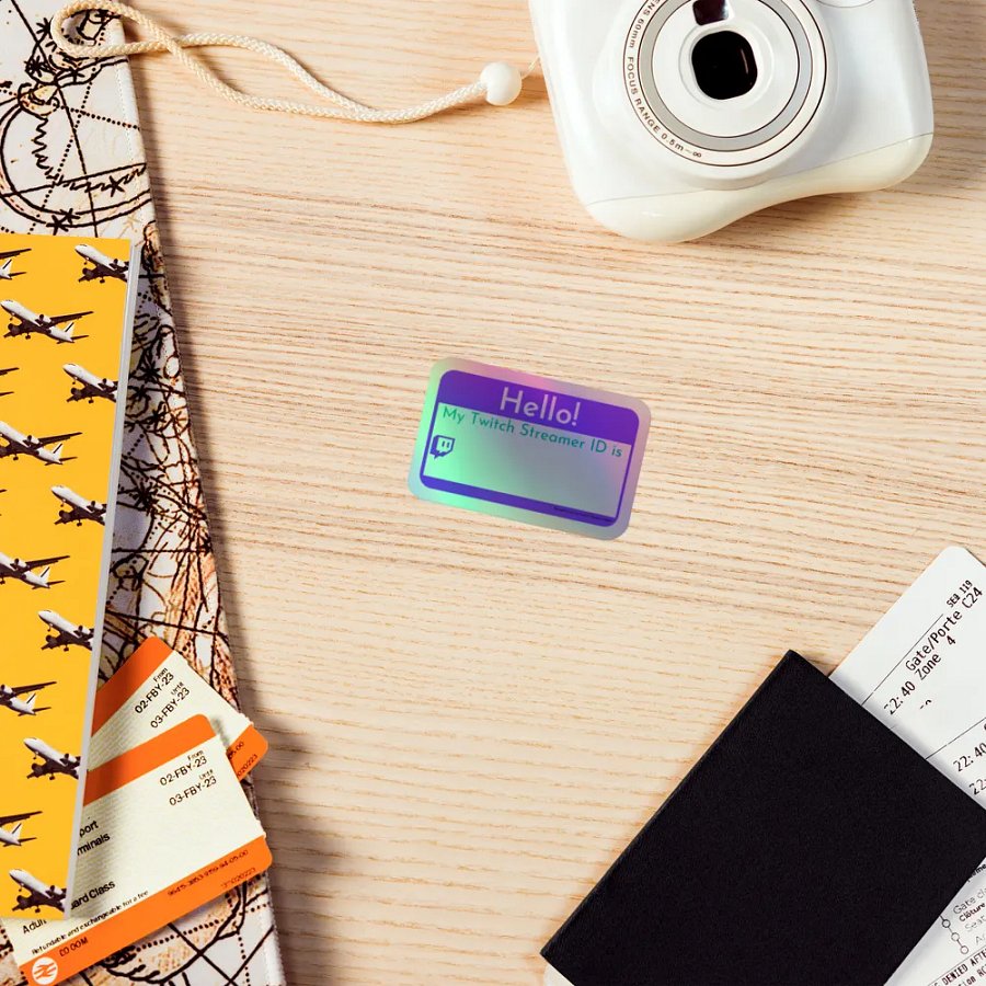 Hello! Twitch Streamer ID Holographic Sticker product image (7)