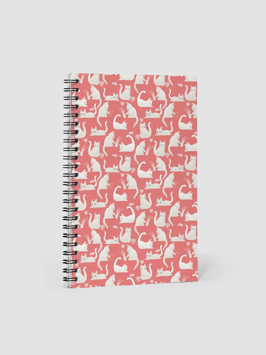 Bad Cats Knocking Stuff Over Pattern Notebook, Pink product image (1)