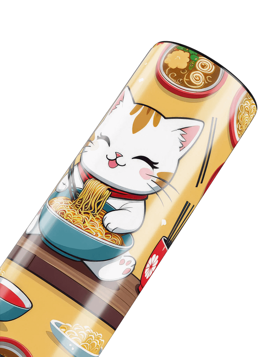 Cute Kawaii Cat Eating Ramen Noodles 20 oz Skinny Stainless Steel Tumbler product image (6)