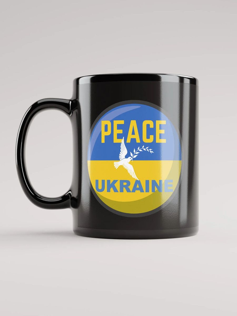 Ukrainian Peace Dove Glossy Black Mug product image (6)