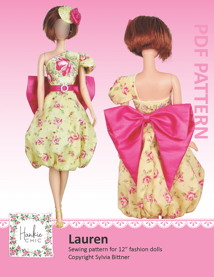 Lauren sewing pattern for 12" fashion dolls product image (1)