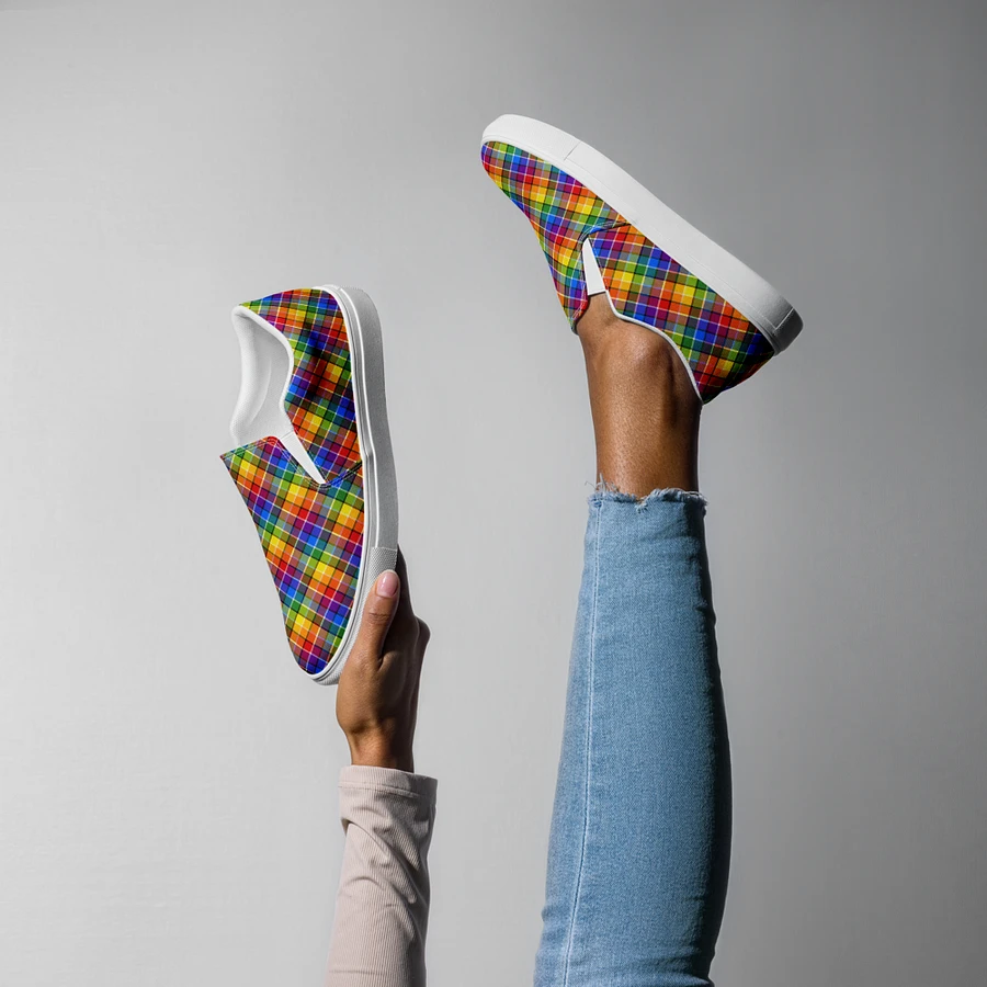 Bright Rainbow Plaid Women's Slip-On Shoes product image (7)