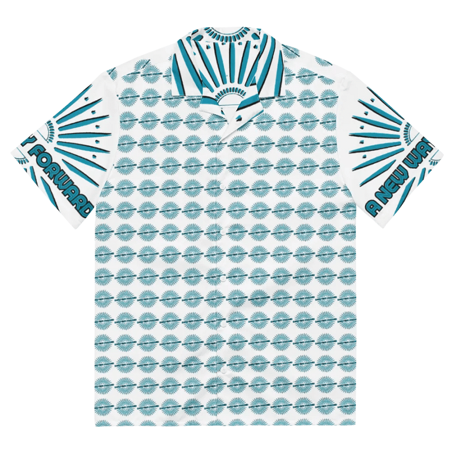 A NEW WAY FORWARD Turquoise Geometric Hawaiian Shirt product image (2)