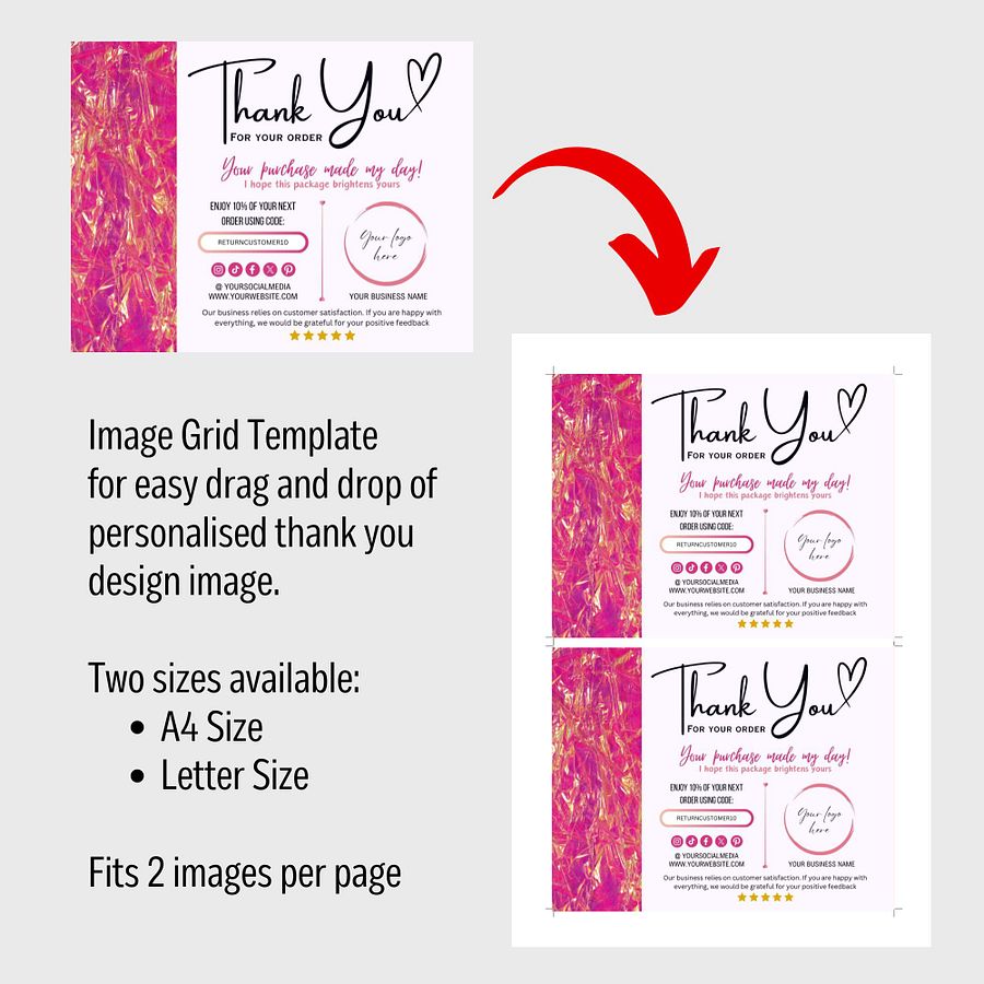 Pink Marigold - Thank You Card Template product image (8)