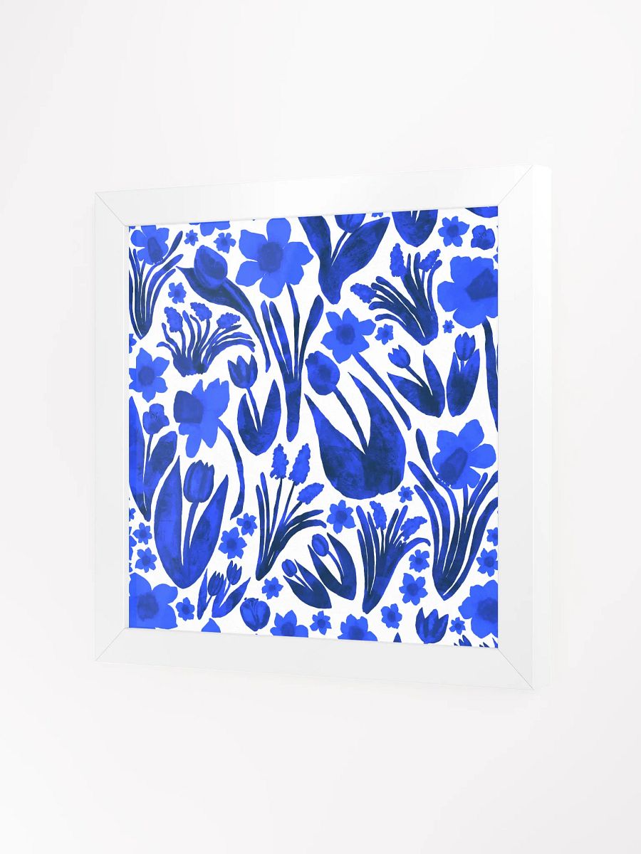 Spring Garden Royal Blue on White | Square Print | by Monique Faella Designs™ | Framed Coastal Wall Art | Museum-Quality Print product image (3)