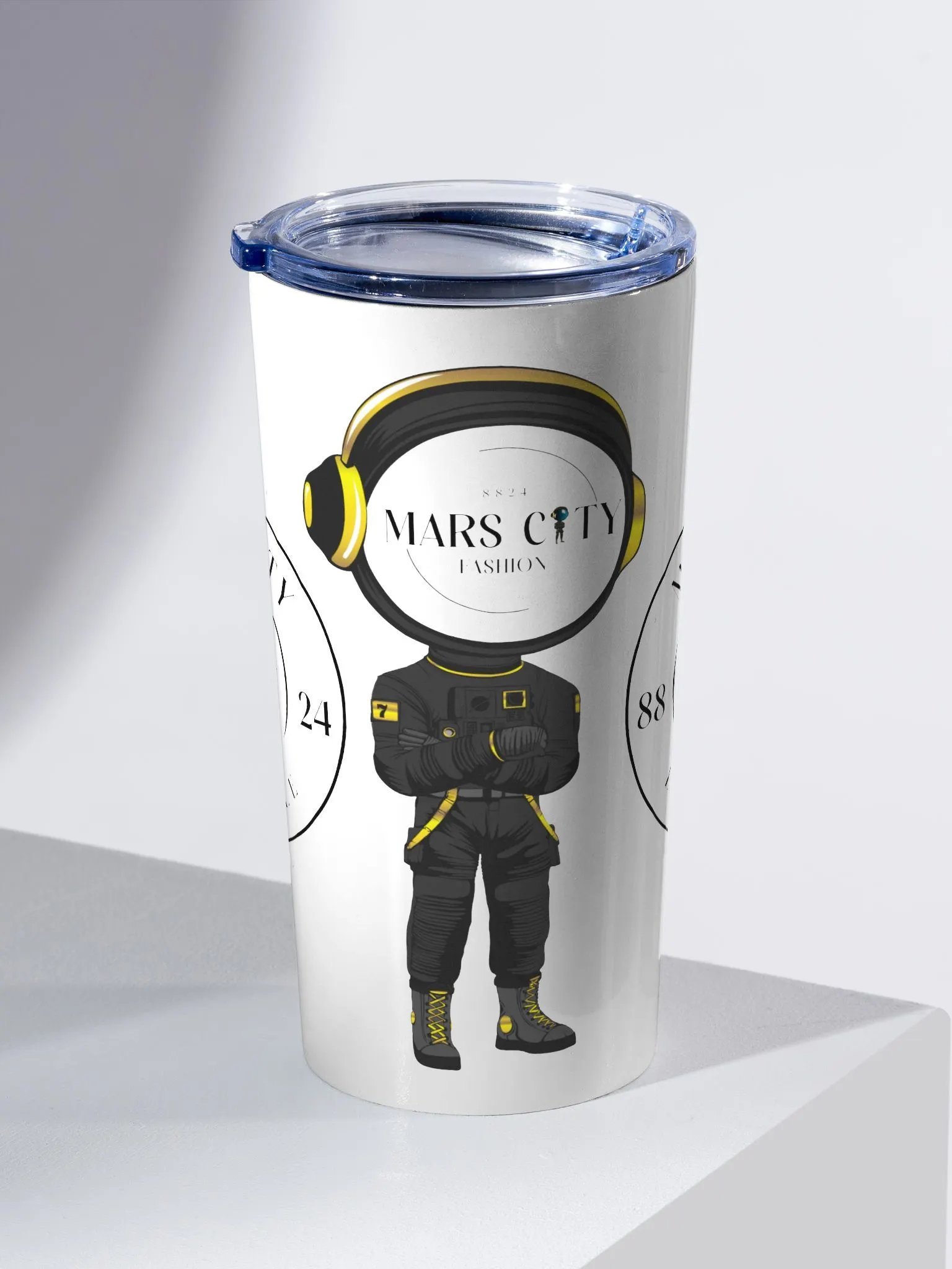 THE MARS CITY LIFESTYLE LOGO 20 oz STAINLESS STEEL TUMBLER IN WHITE product image (2)